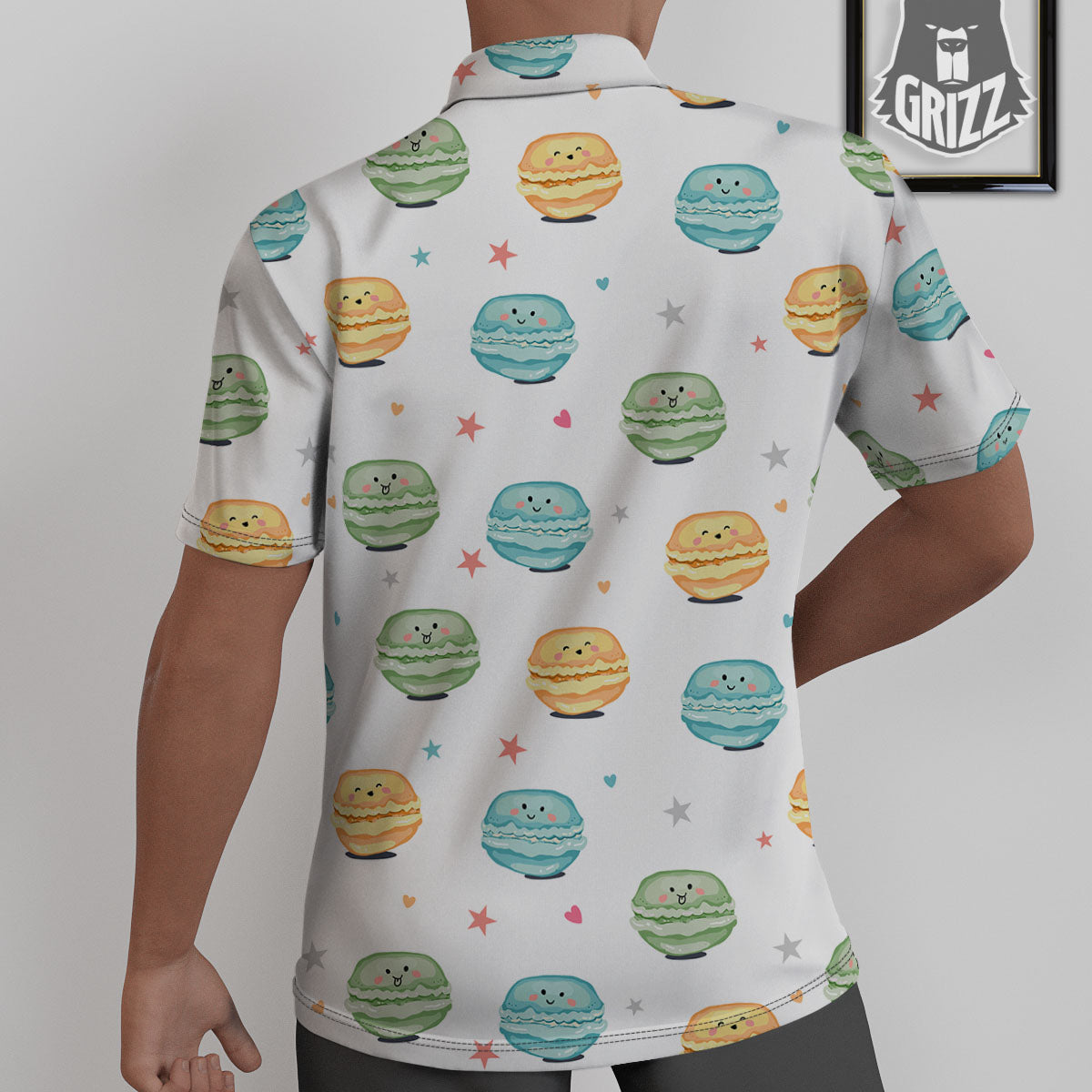 Happy Macarons Print Pattern Untucked Shirts-grizzshop