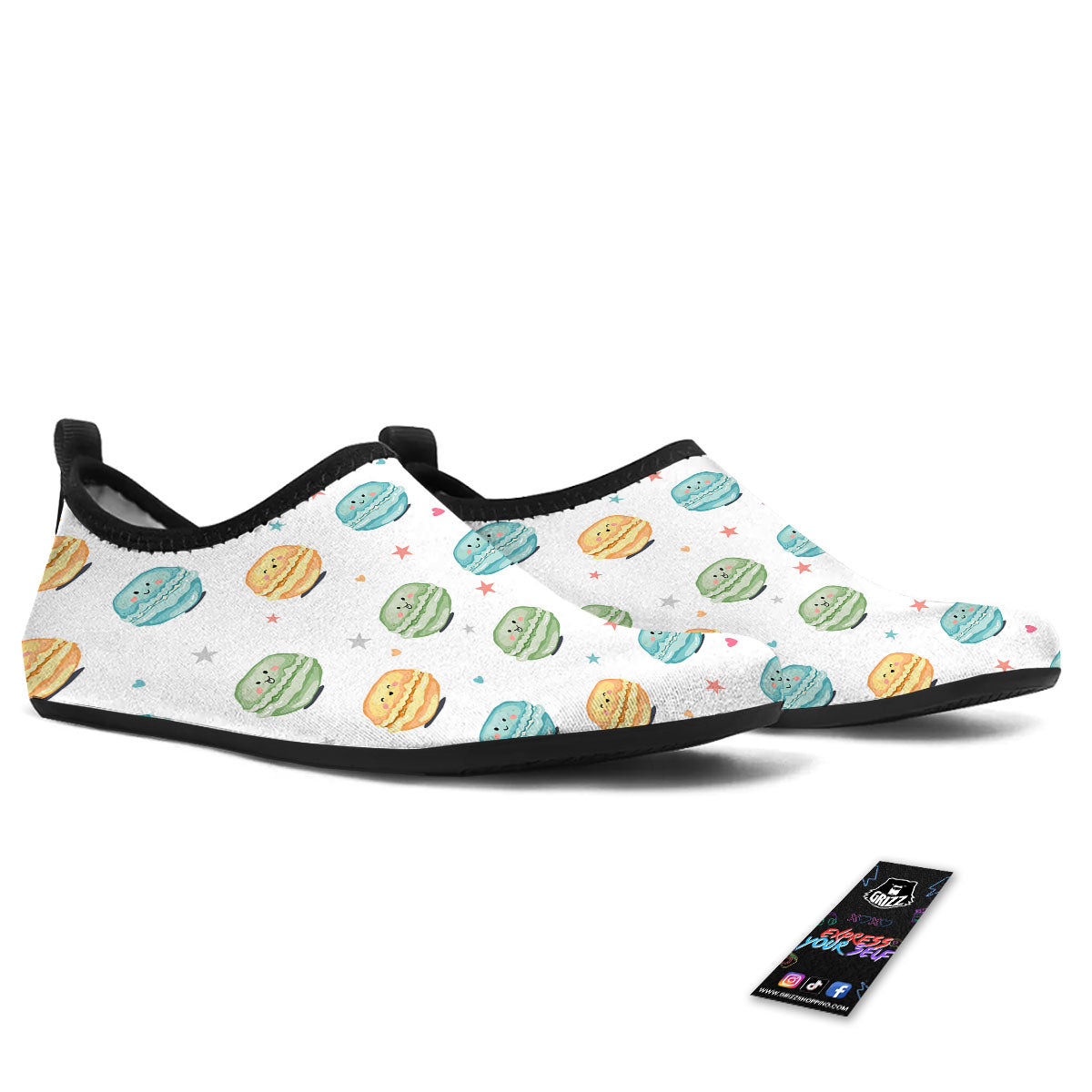 Happy Macarons Print Pattern Water Shoes-grizzshop