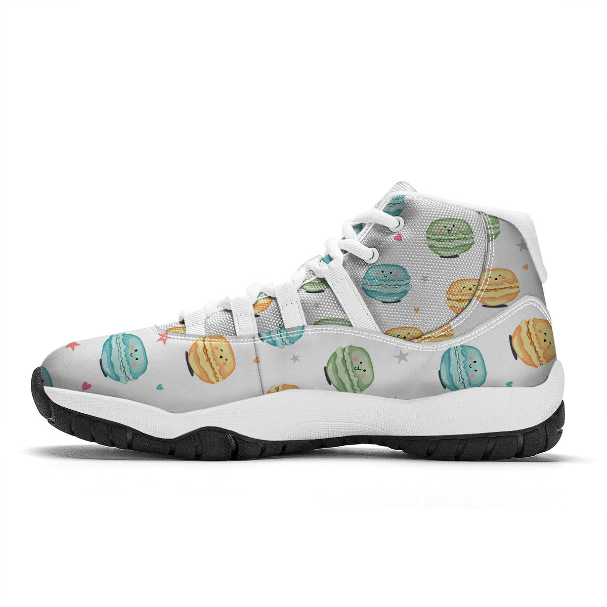 Happy Macarons Print Pattern White Bball Shoes-grizzshop