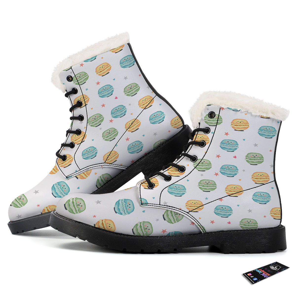 Happy Macarons Print Pattern Winter Boots-grizzshop