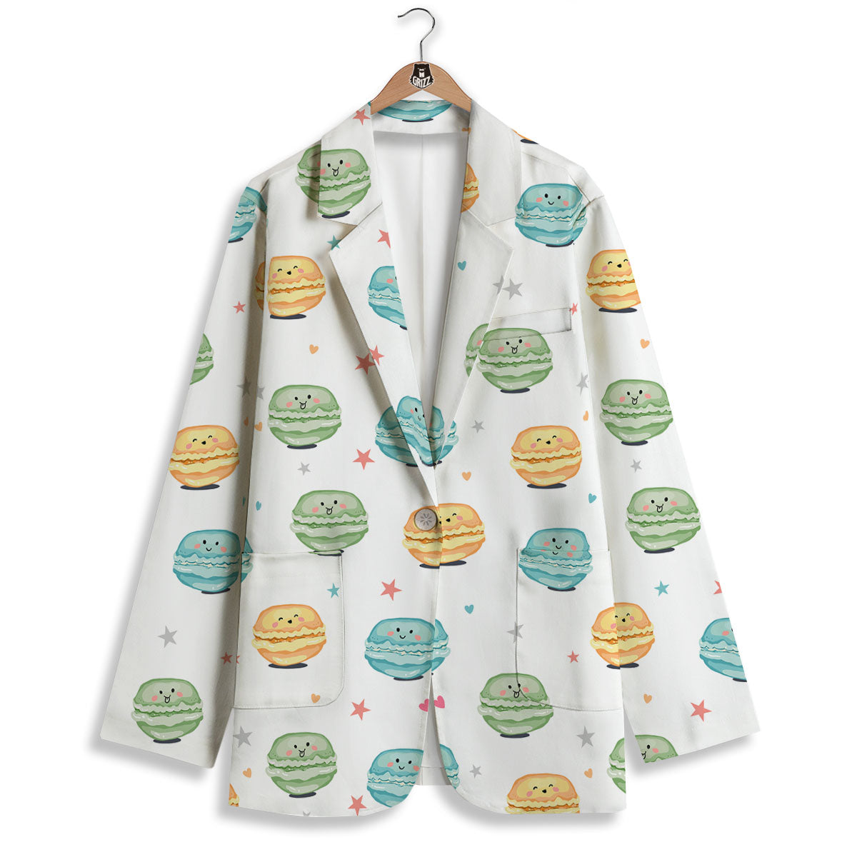 Happy Macarons Print Pattern Women's Blazer-grizzshop