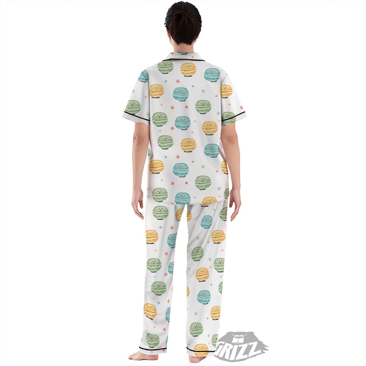 Happy Macarons Print Pattern Women's Pajamas Set-grizzshop