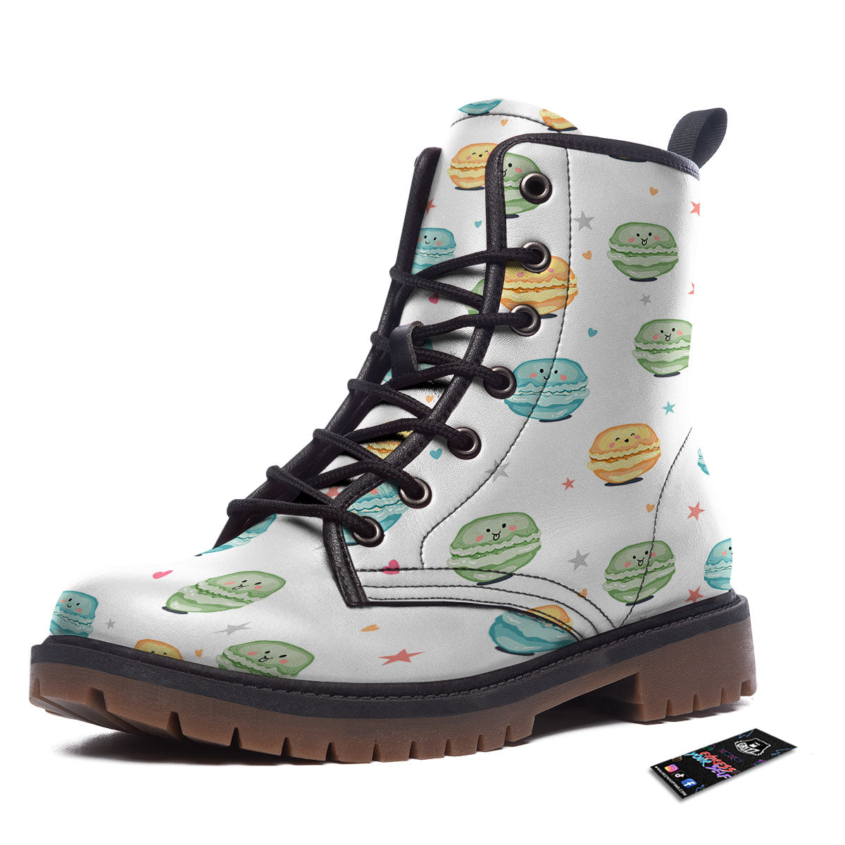 Happy Macarons Print Pattern Work Boots-grizzshop