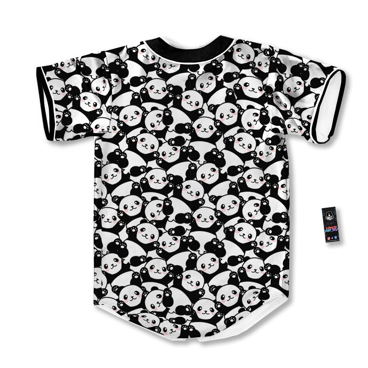 Happy Panda Cute Print Pattern Baseball Jersey-grizzshop