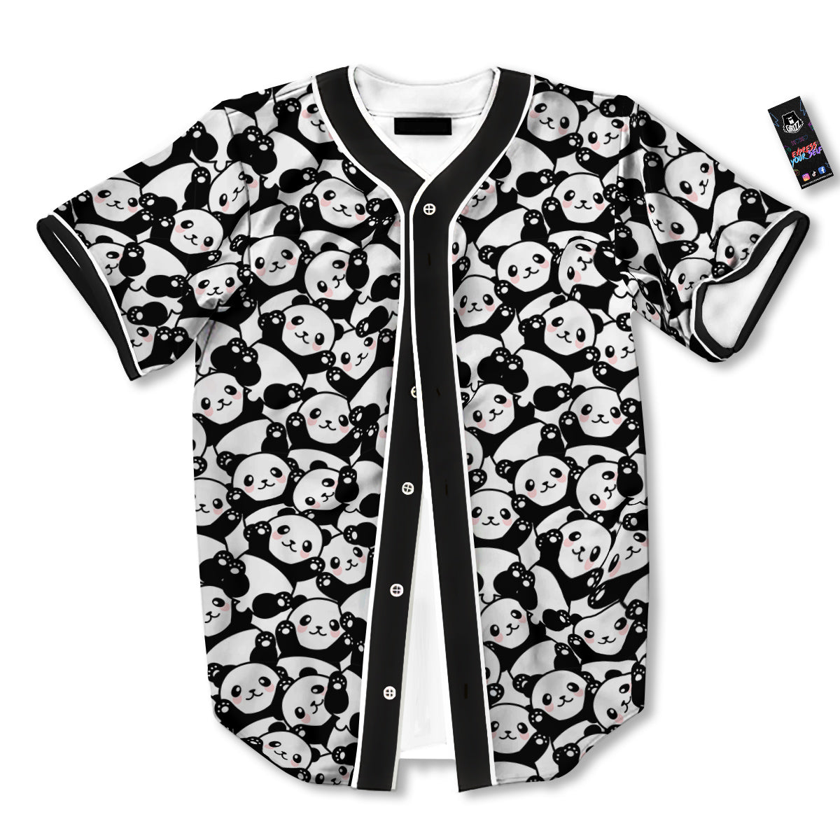 Happy Panda Cute Print Pattern Baseball Jersey-grizzshop