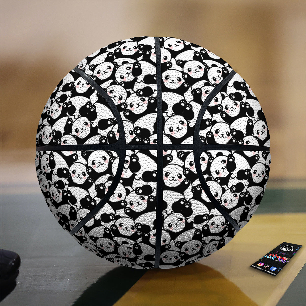 Happy Panda Cute Print Pattern Basketball-grizzshop