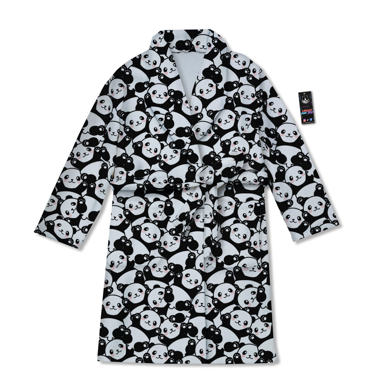 Happy Panda Cute Print Pattern Bathrobe-grizzshop