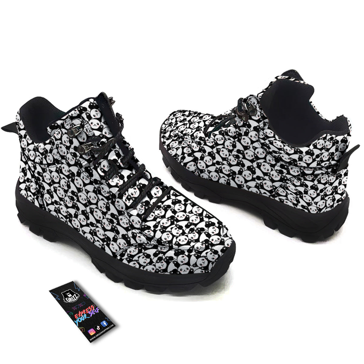 Happy Panda Cute Print Pattern Hiking Shoes-grizzshop