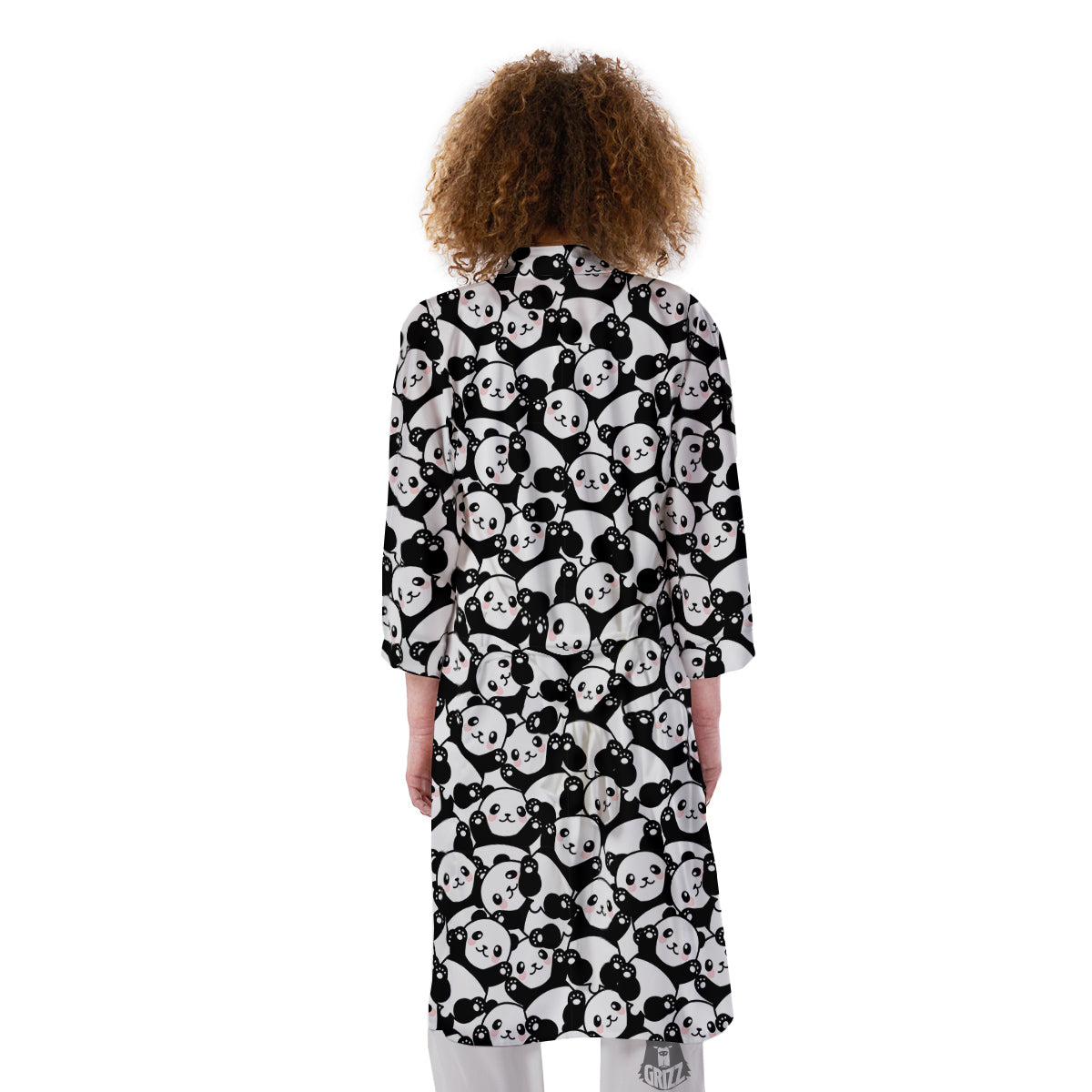 Happy Panda Cute Print Pattern Kimono-grizzshop