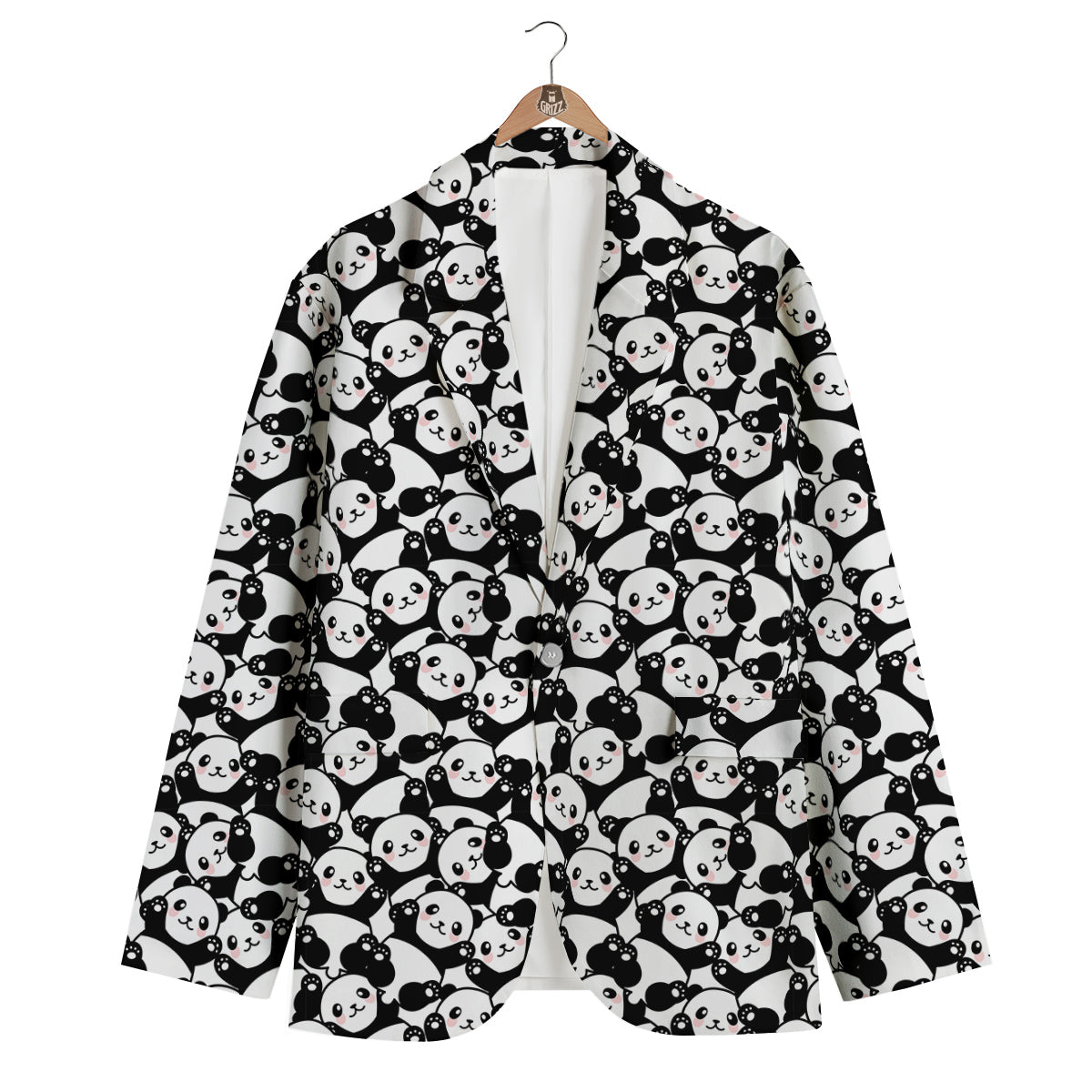 Happy Panda Cute Print Pattern Men's Blazer-grizzshop