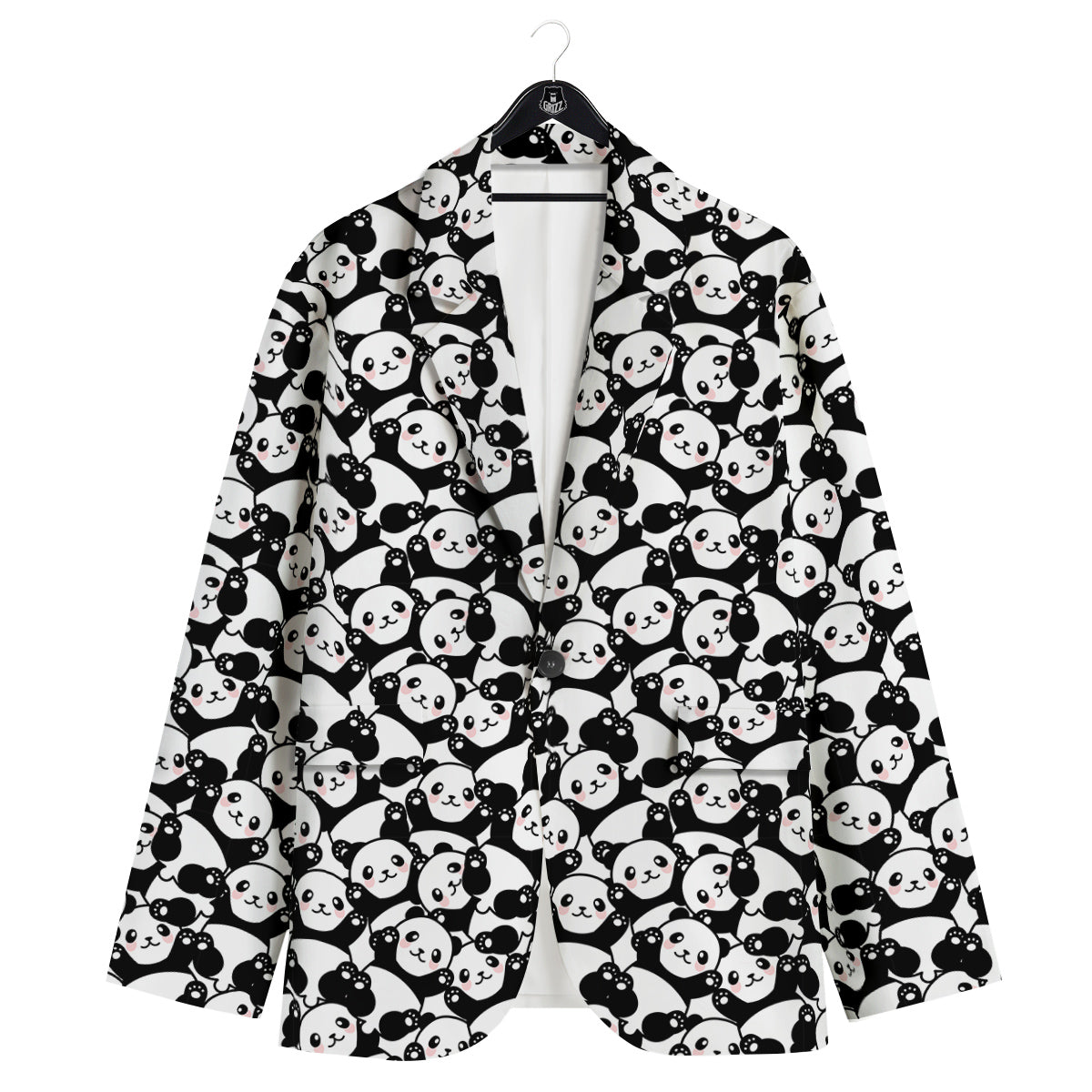 Happy Panda Cute Print Pattern Men's Sport Coat-grizzshop