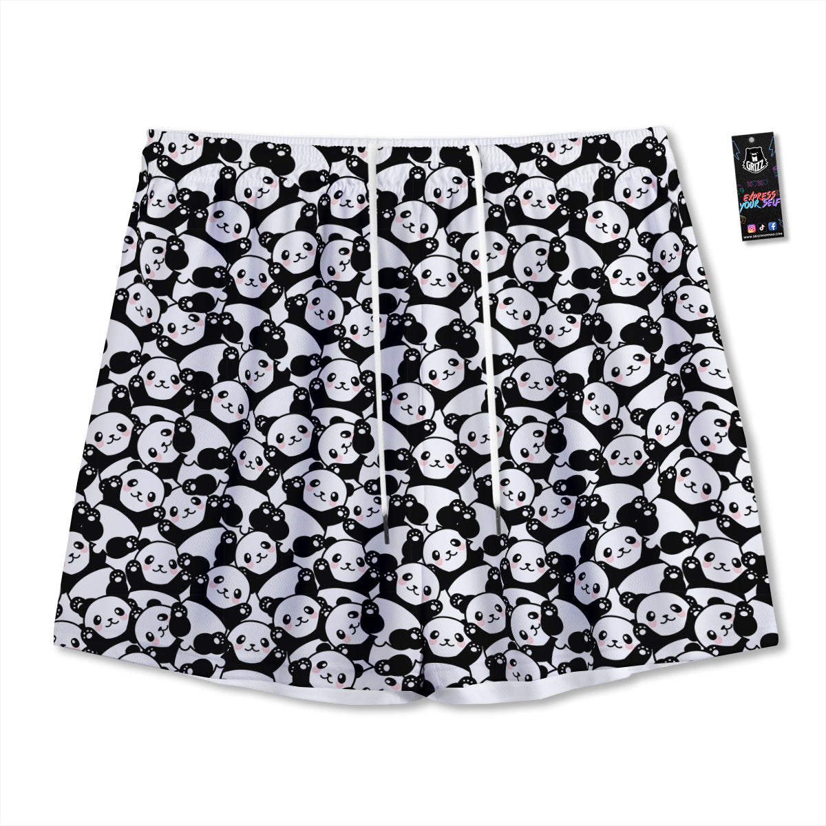 Happy Panda Cute Print Pattern Mesh Shorts