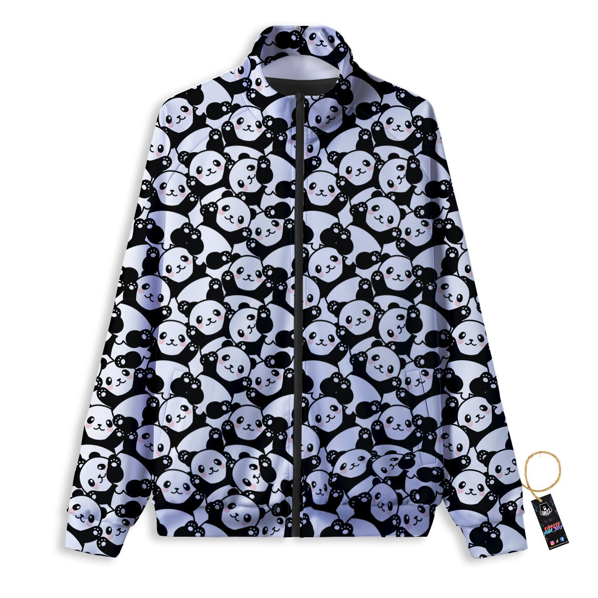 Happy Panda Cute Print Pattern Track Jacket-grizzshop