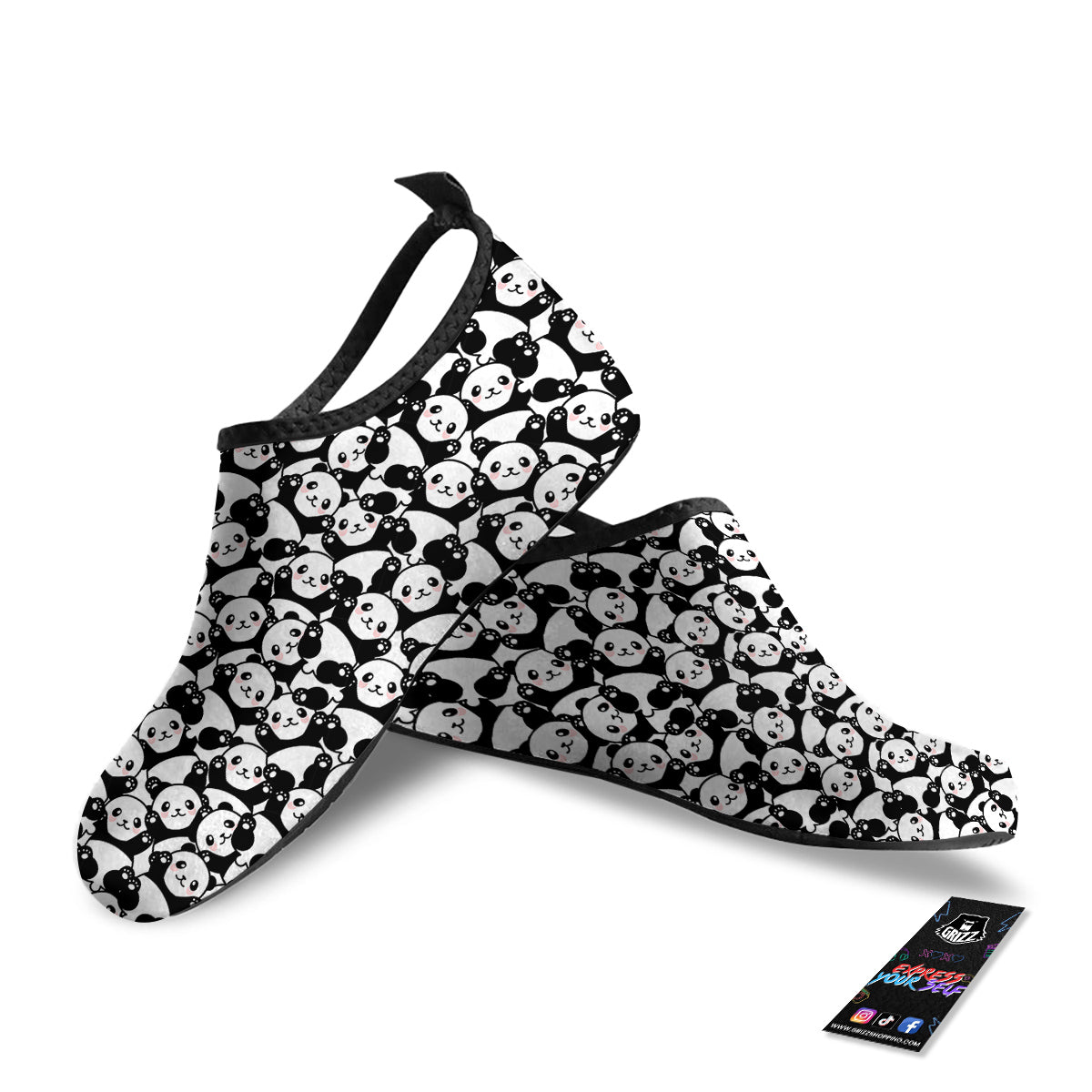 Happy Panda Cute Print Pattern Water Shoes-grizzshop