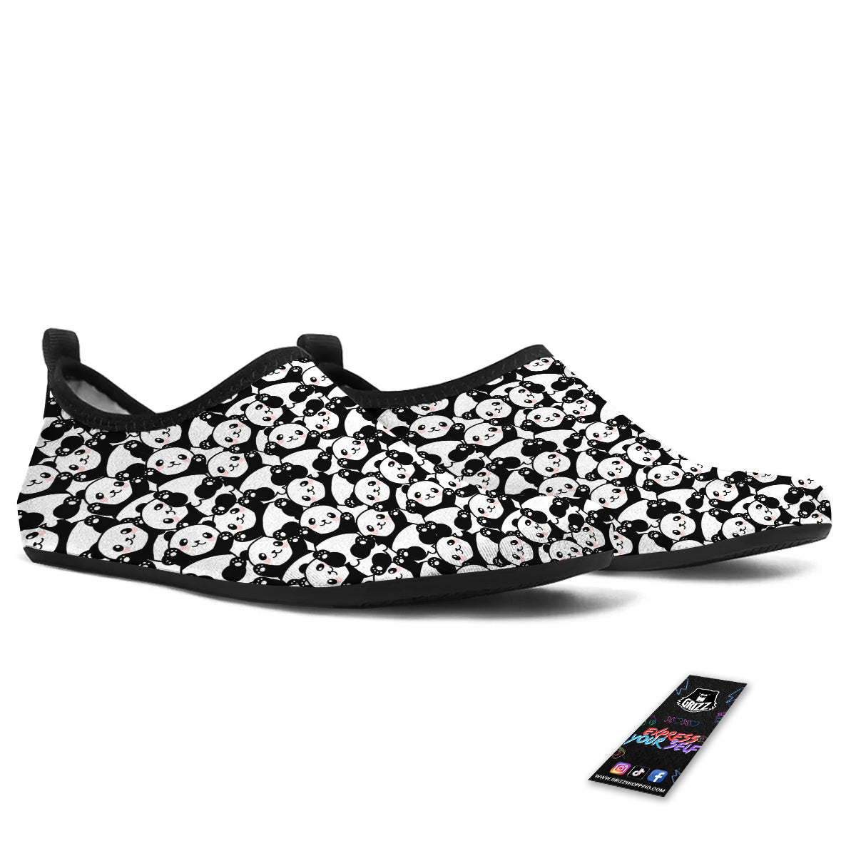 Happy Panda Cute Print Pattern Water Shoes-grizzshop