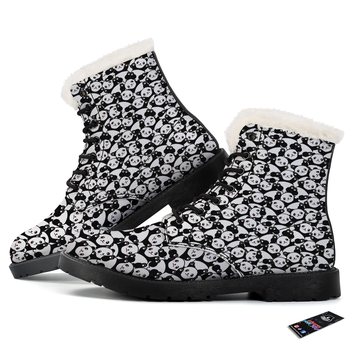 Happy Panda Cute Print Pattern Winter Boots-grizzshop