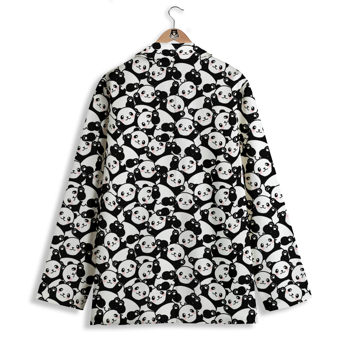 Happy Panda Cute Print Pattern Women's Blazer-grizzshop