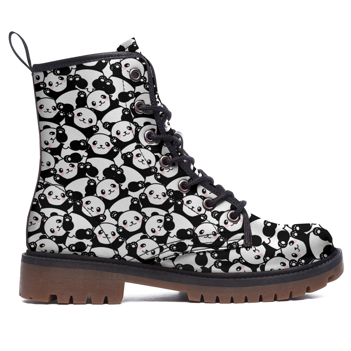 Happy Panda Cute Print Pattern Work Boots-grizzshop