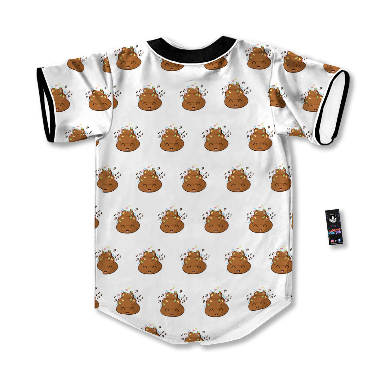 Happy Poop Print Pattern Baseball Jersey-grizzshop