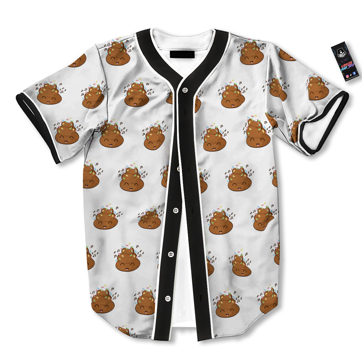 Happy Poop Print Pattern Baseball Jersey-grizzshop