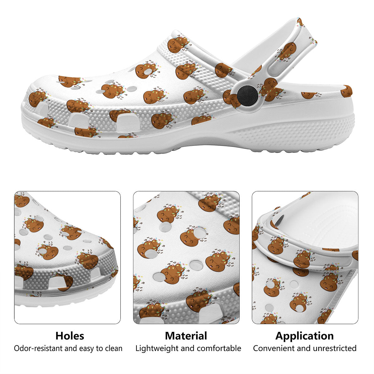 Happy Poop Print Pattern Clog-grizzshop