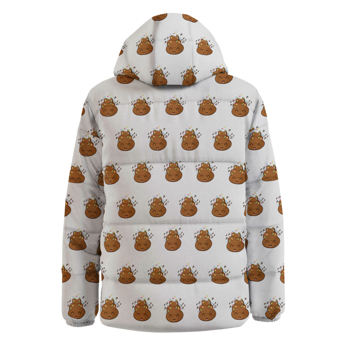 Happy Poop Print Pattern Down Jacket-grizzshop