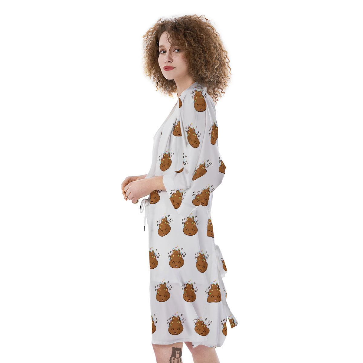 Happy Poop Print Pattern Kimono-grizzshop