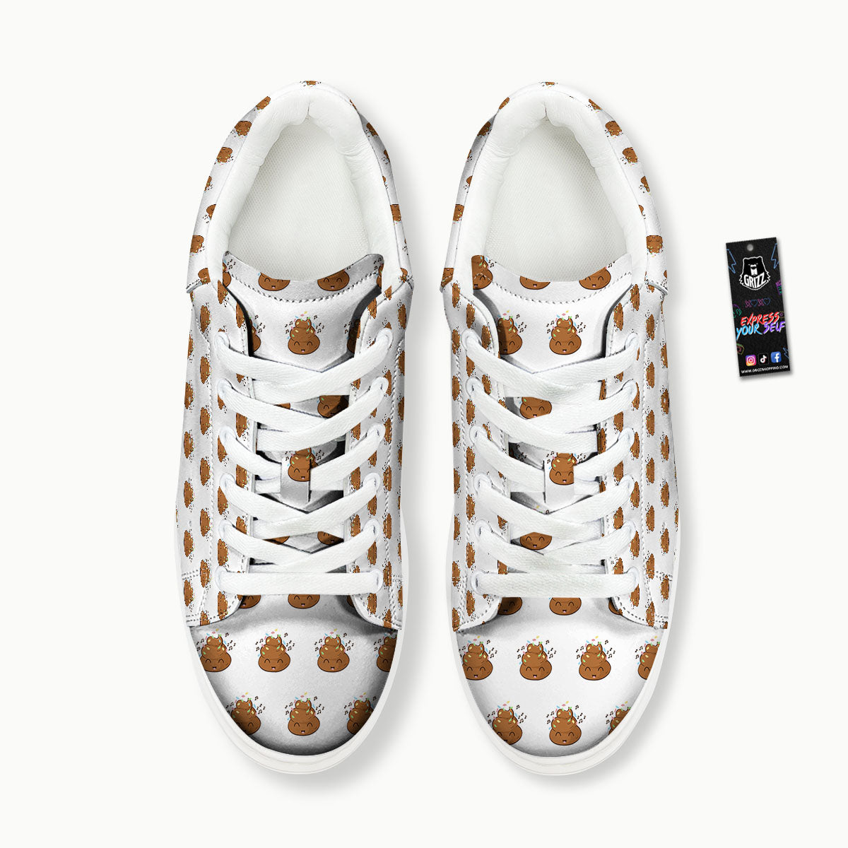 Happy Poop Print Pattern Platform Shoes-grizzshop