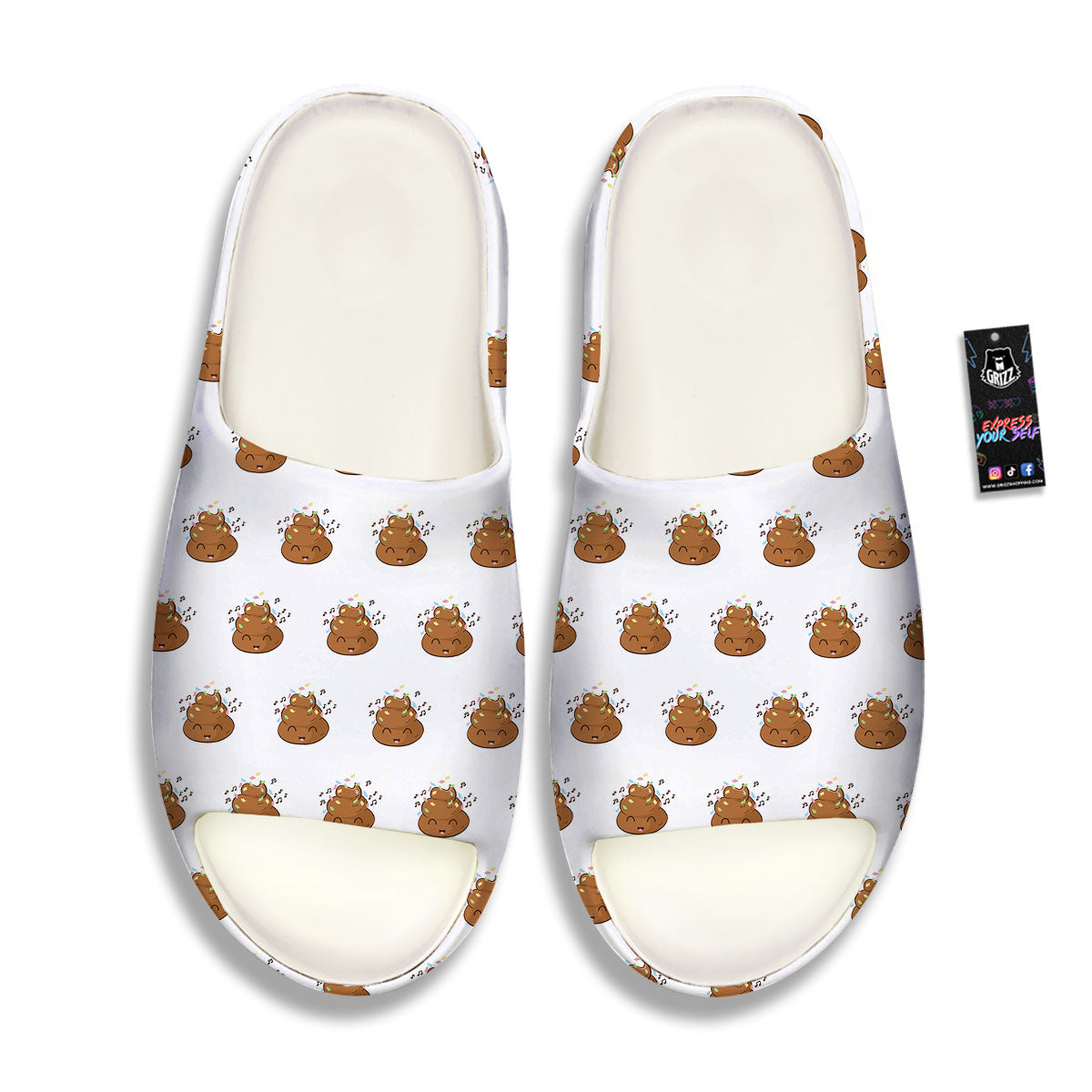 Happy Poop Print Pattern Sandals-grizzshop
