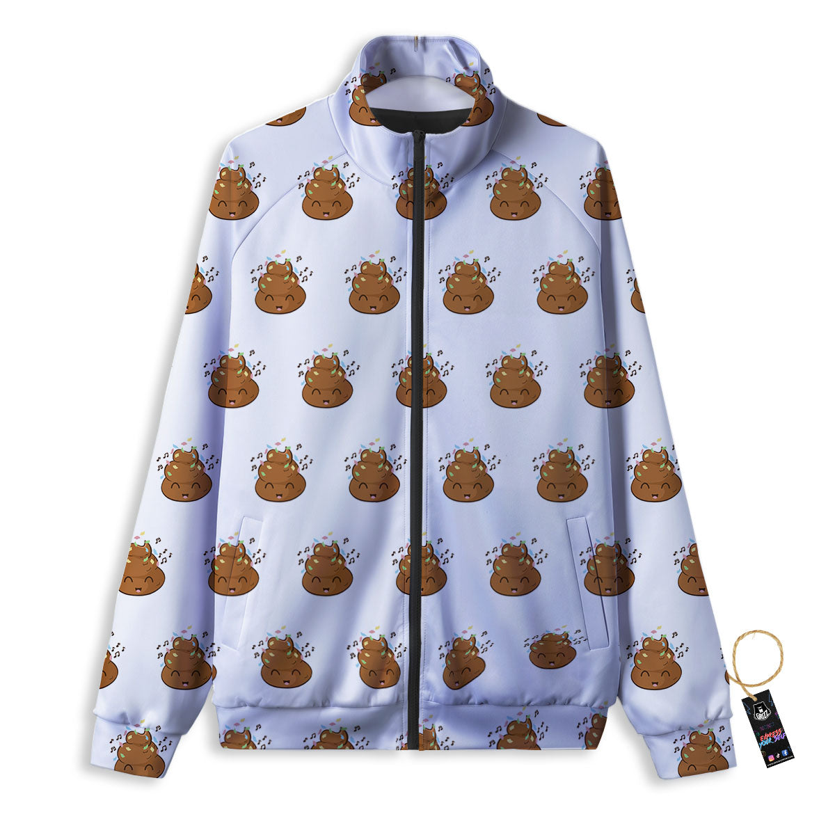 Happy Poop Print Pattern Track Jacket-grizzshop