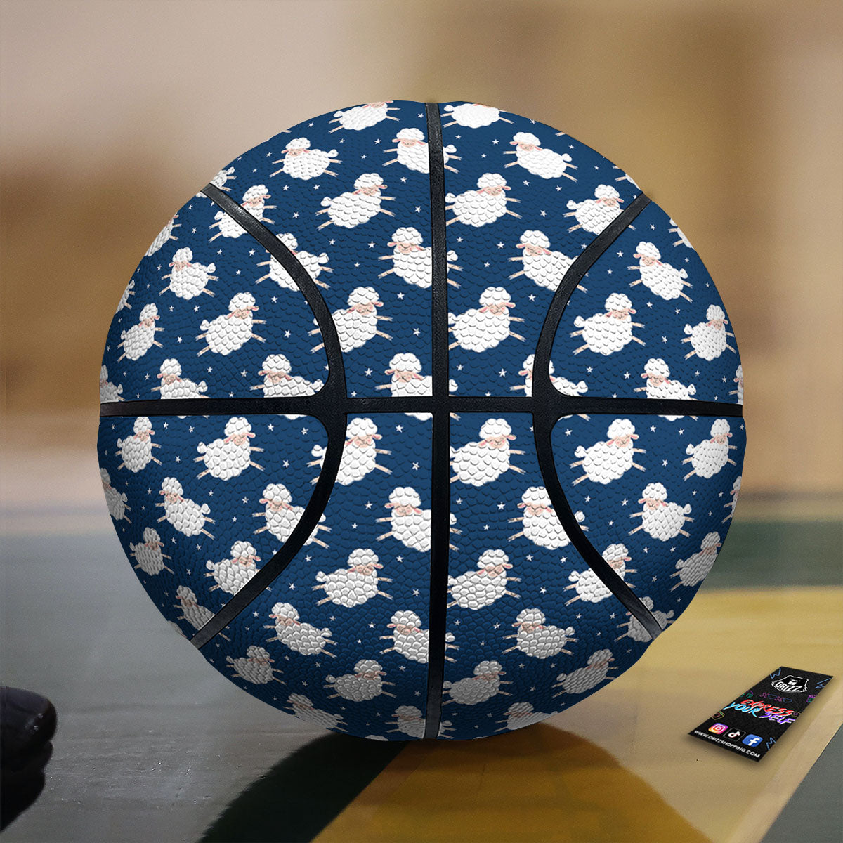 Happy Sheep Print Pattern Basketball-grizzshop