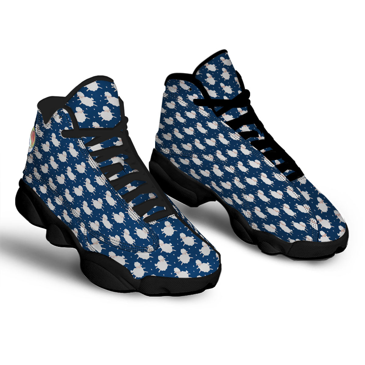 Happy Sheep Print Pattern Black Basketball Shoes-grizzshop