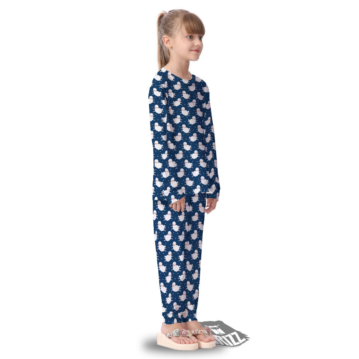 Happy Sheep Print Pattern Kid's Pajamas-grizzshop