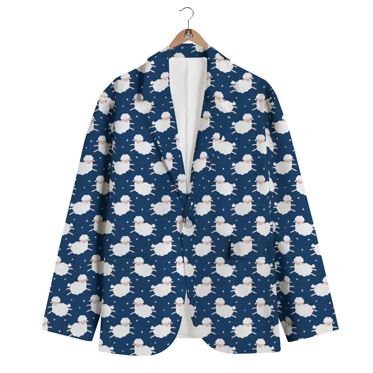 Happy Sheep Print Pattern Men's Blazer-grizzshop