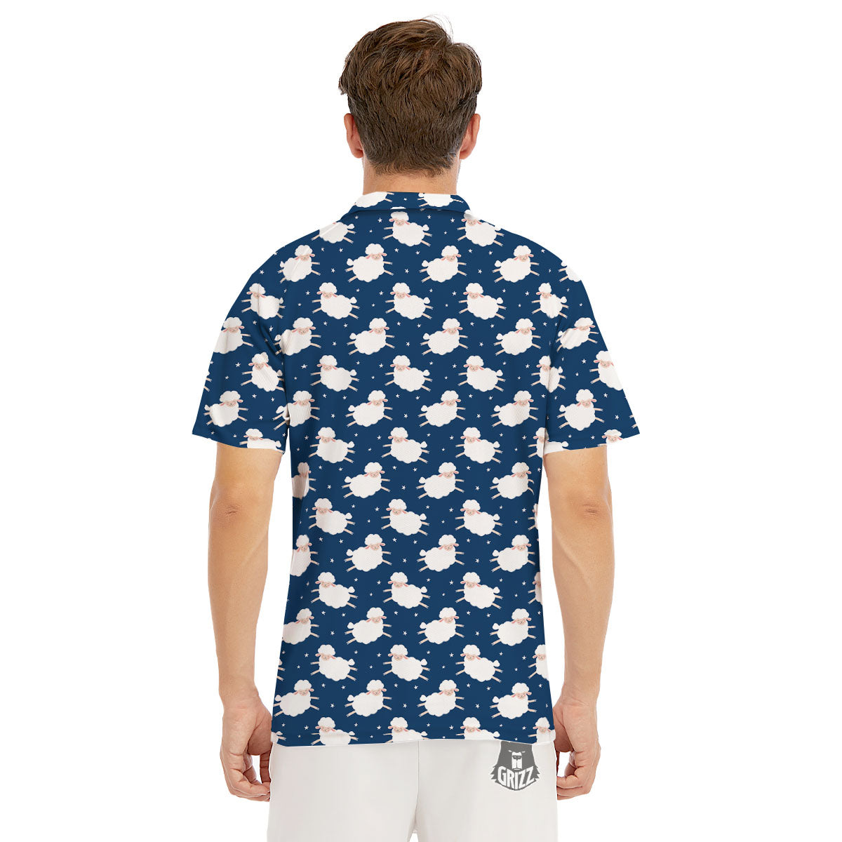 Happy Sheep Print Pattern Men's Golf Shirts-grizzshop