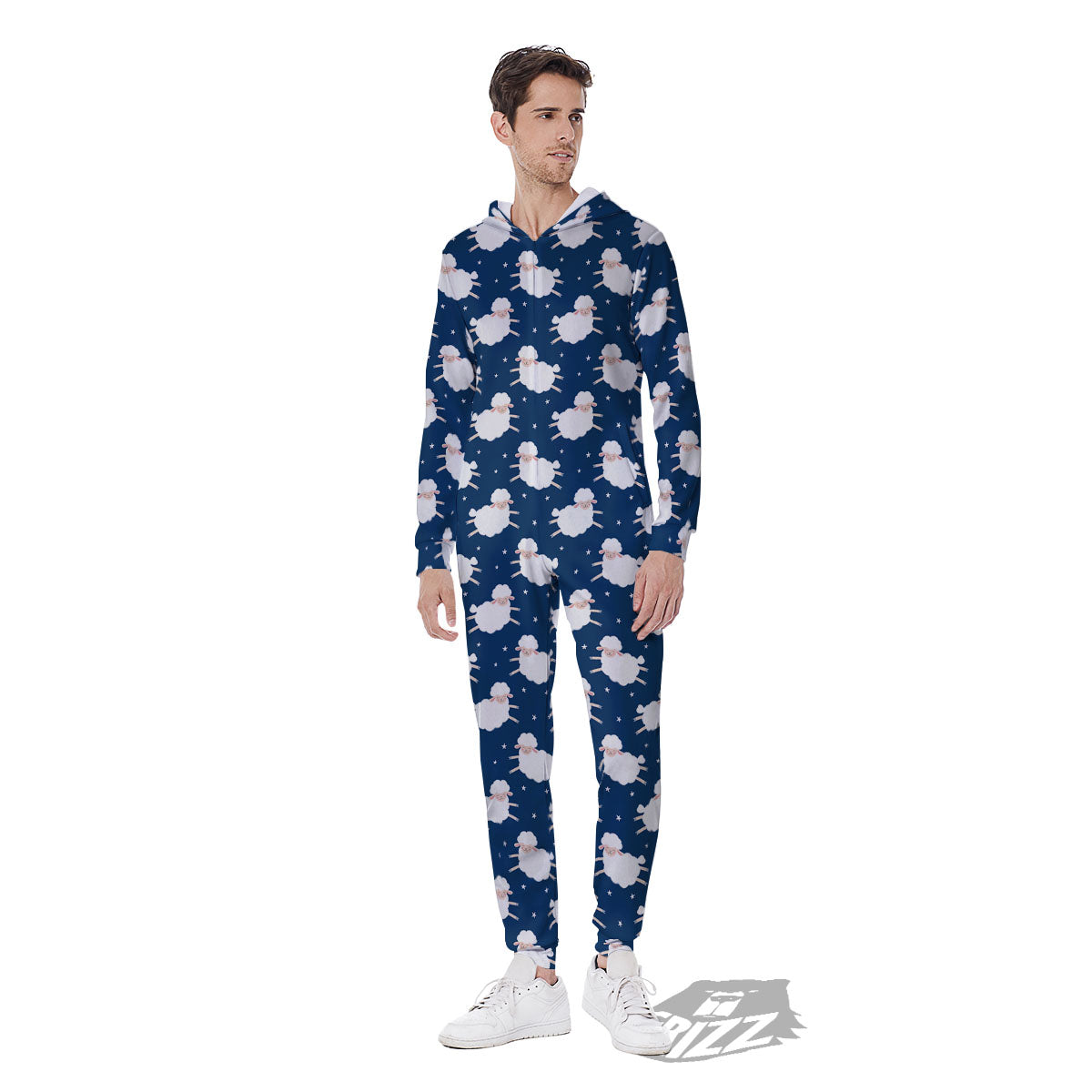 Happy Sheep Print Pattern Men's Jumpsuit-grizzshop