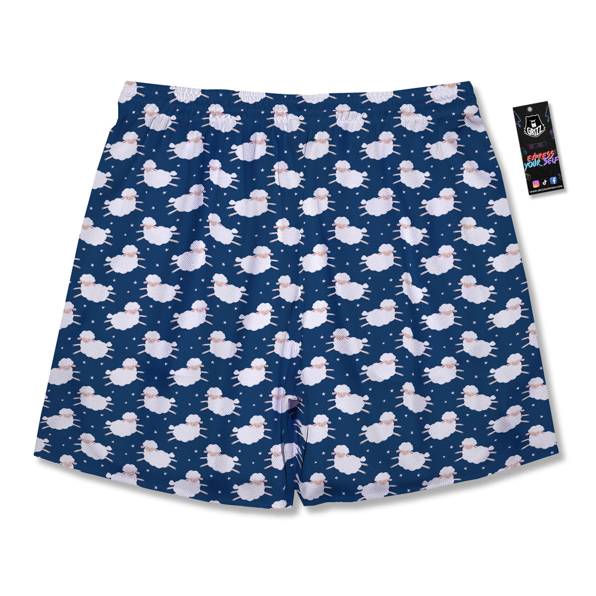 Happy Sheep Print Pattern Men's Running Shorts-grizzshop