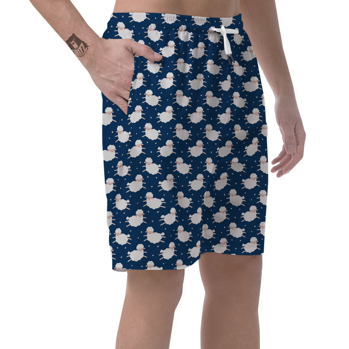 Happy Sheep Print Pattern Men's Shorts-grizzshop