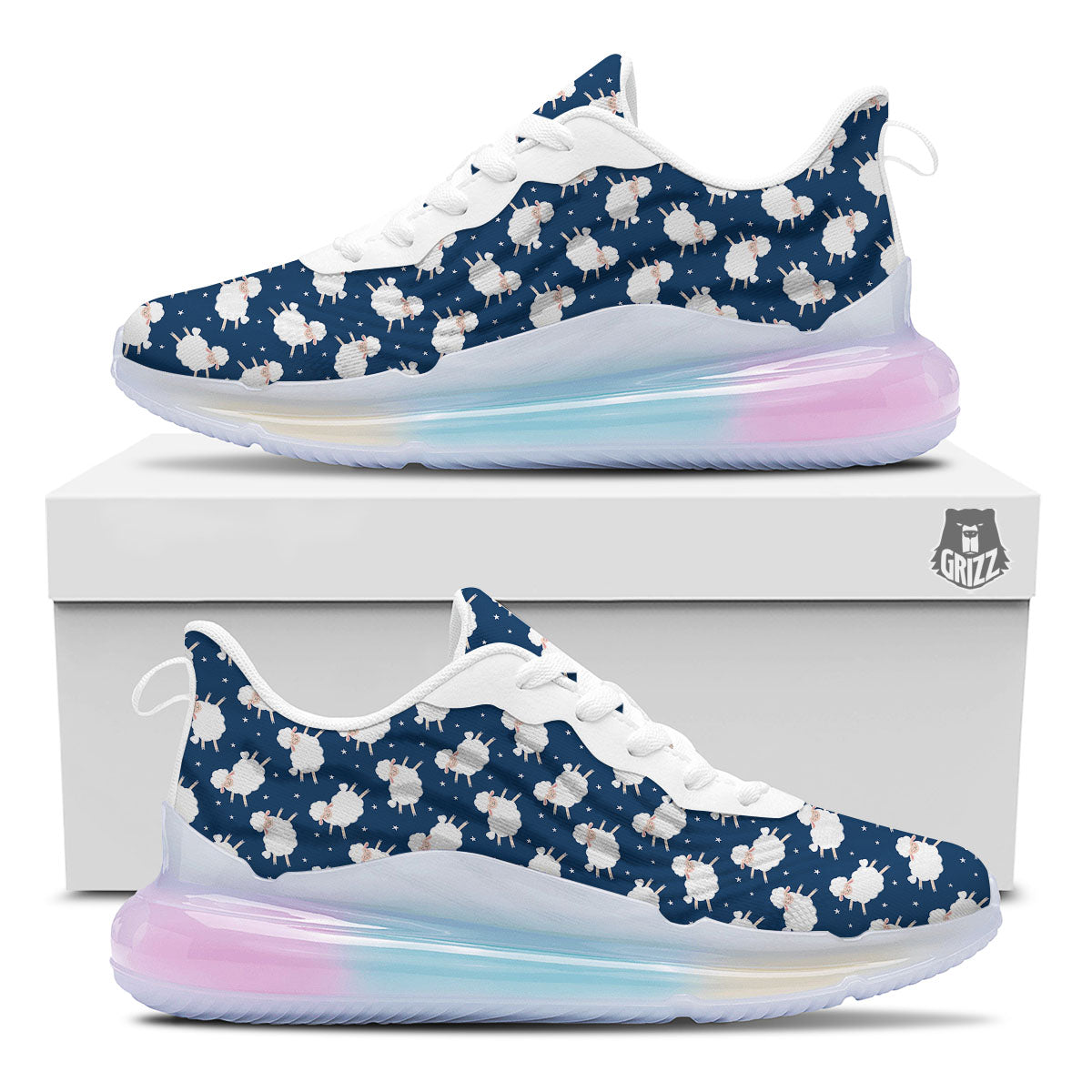 Happy Sheep Print Pattern Running Sneakers-grizzshop