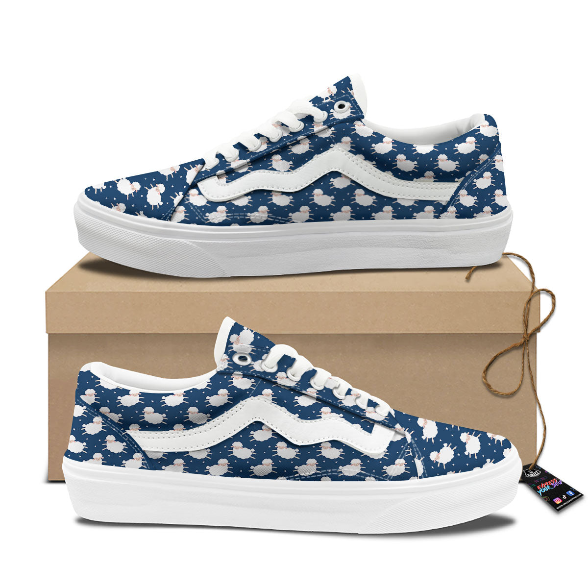 Happy Sheep Print Pattern Skate Shoes-grizzshop
