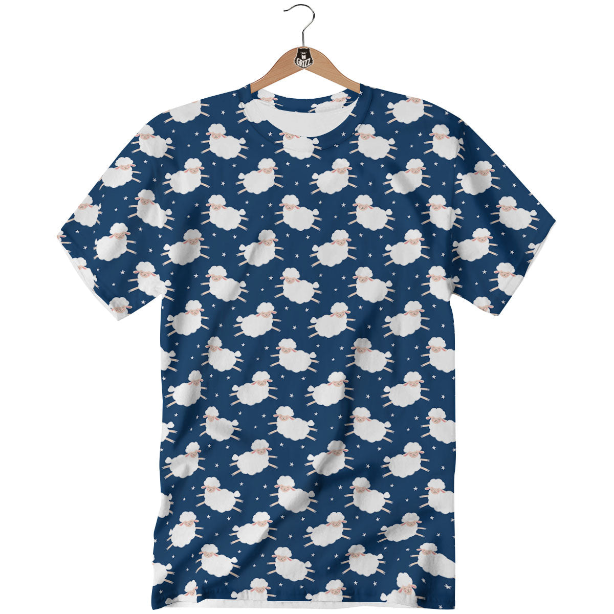 Happy Sheep Print Pattern T-Shirt-grizzshop