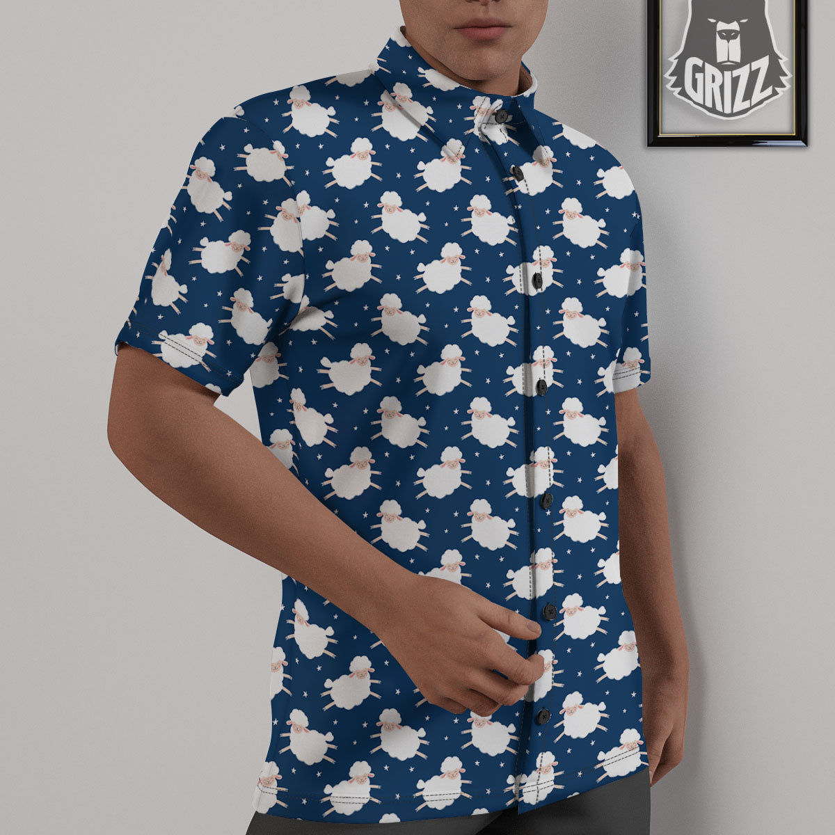 Happy Sheep Print Pattern Untucked Shirts-grizzshop