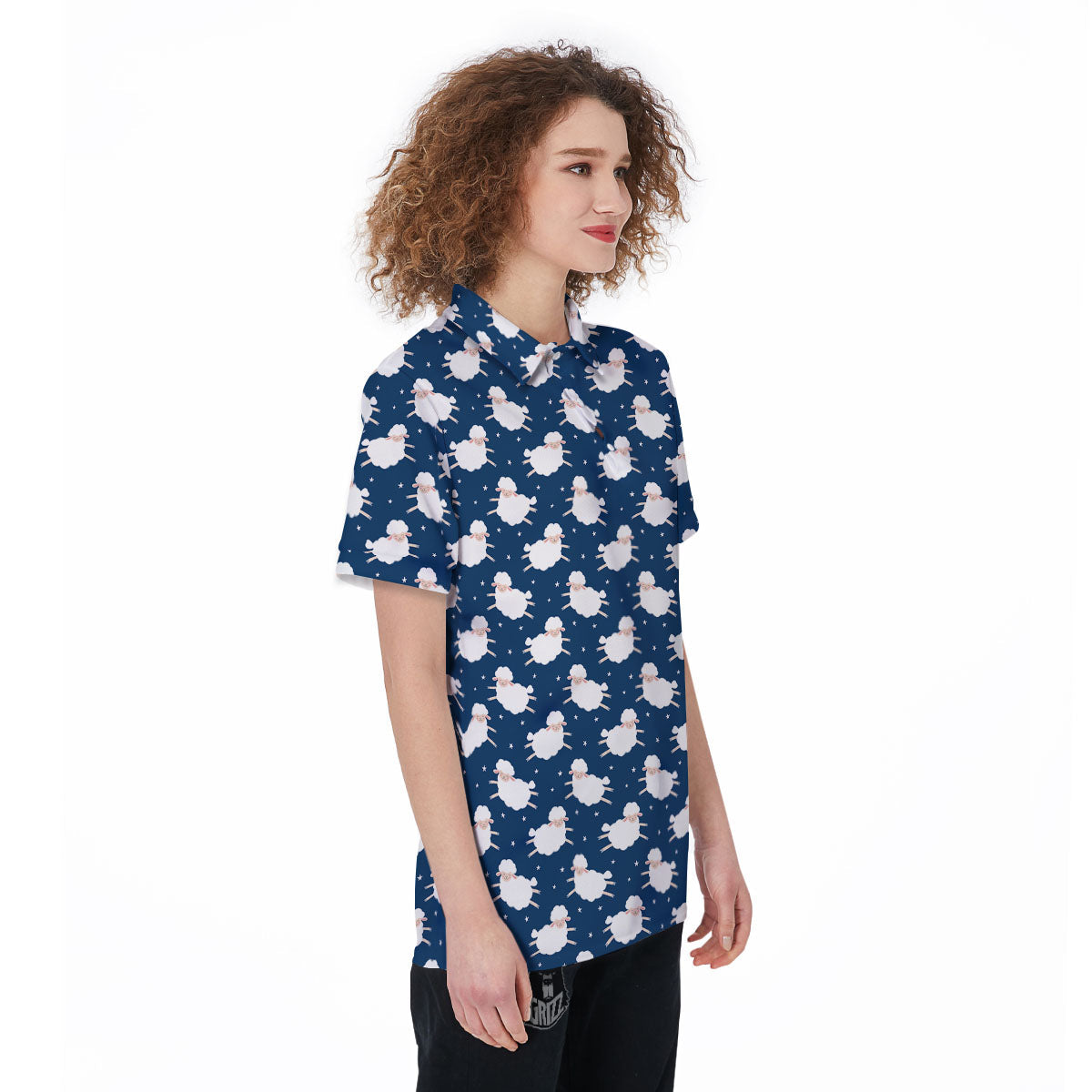 Happy Sheep Print Pattern Women's Golf Shirts-grizzshop