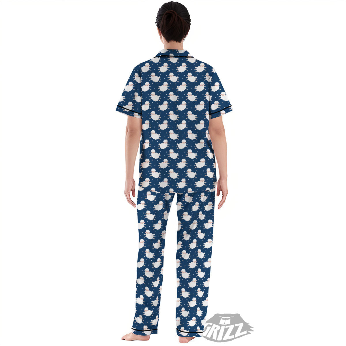 Happy Sheep Print Pattern Women's Pajamas Set-grizzshop