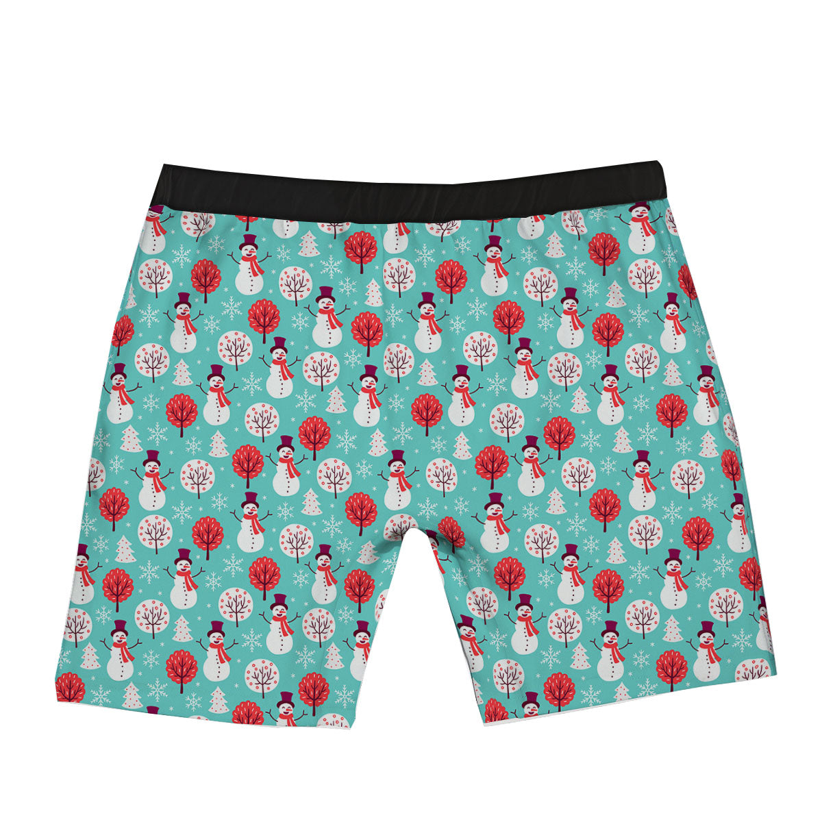 Happy Snowman Print Pattern Boxer Briefs-grizzshop