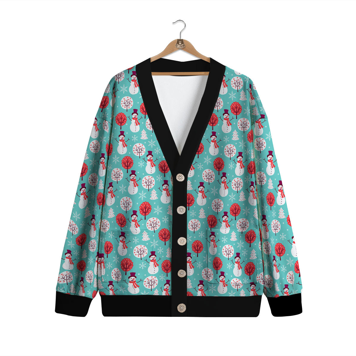 Happy Snowman Print Pattern Cardigan-grizzshop