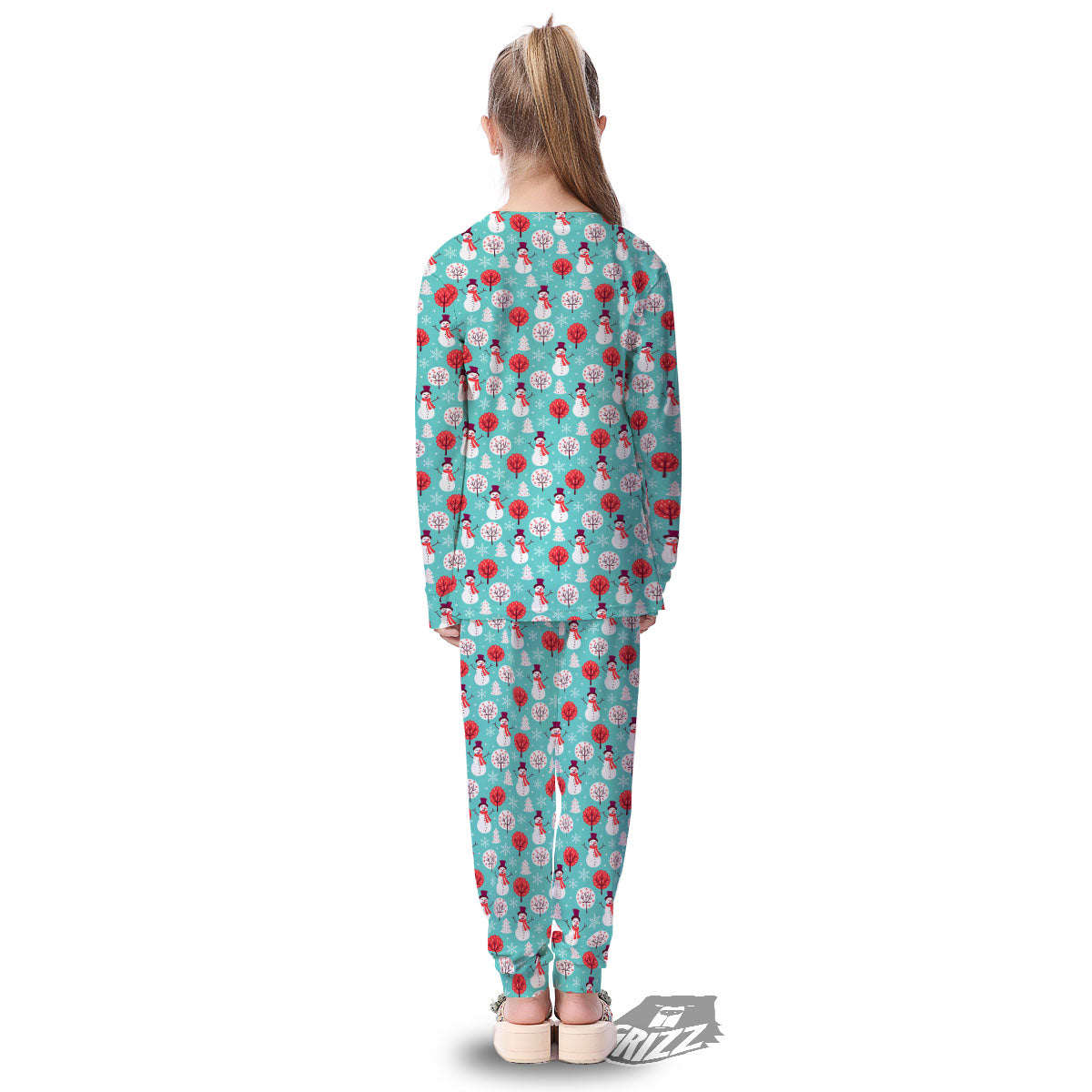 Happy Snowman Print Pattern Kid's Pajamas-grizzshop