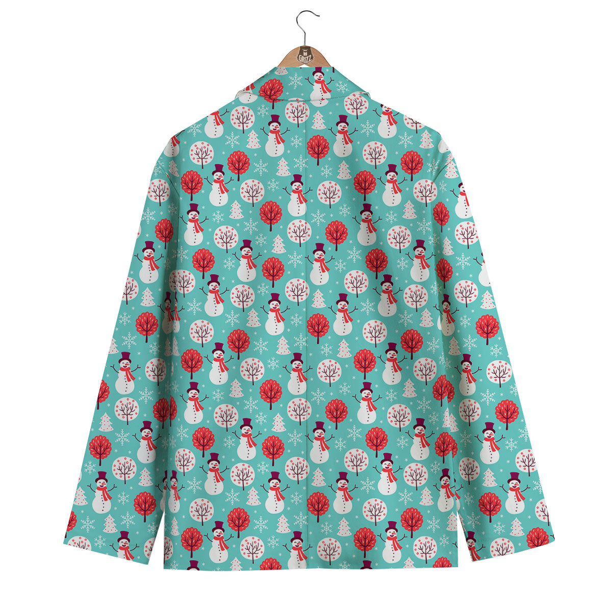 Happy Snowman Print Pattern Men's Blazer-grizzshop