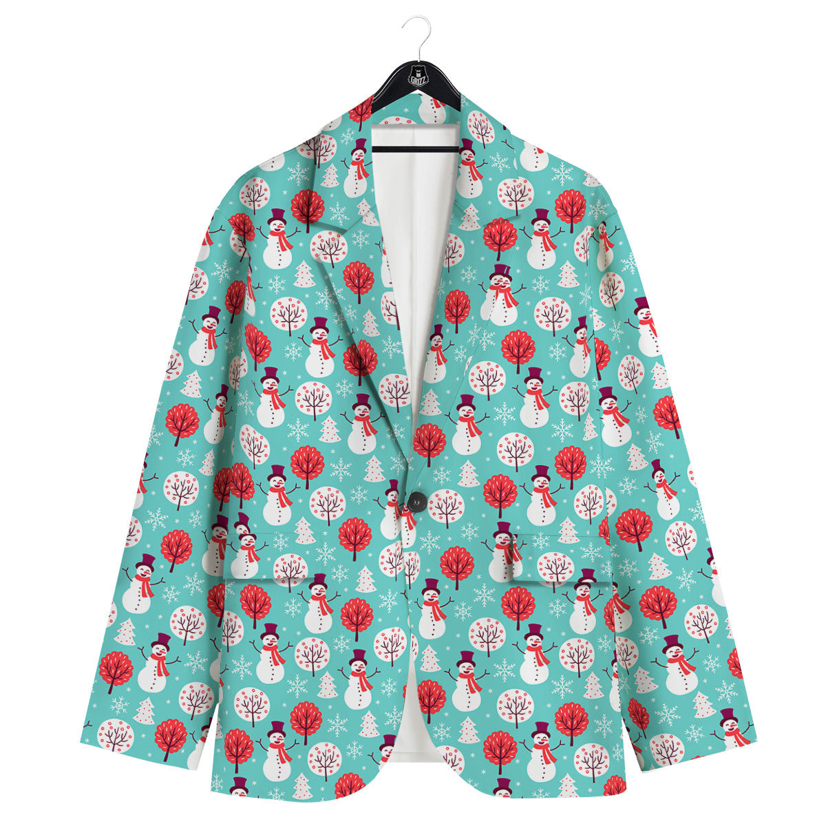 Happy Snowman Print Pattern Men's Sport Coat-grizzshop