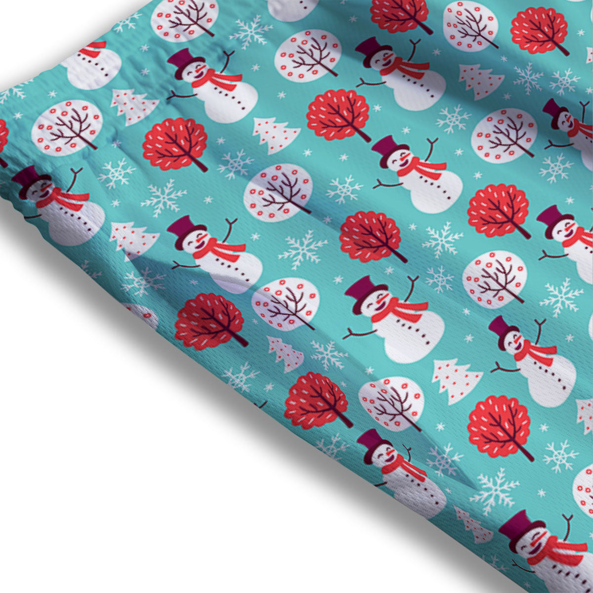 Happy Snowman Print Pattern Mesh Shorts